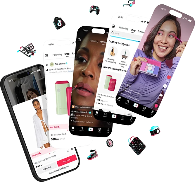 TikTok Shop app screens